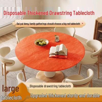 Disposable Tablecloth with Drawstring Elastic Band for Round or Rectangular Tables