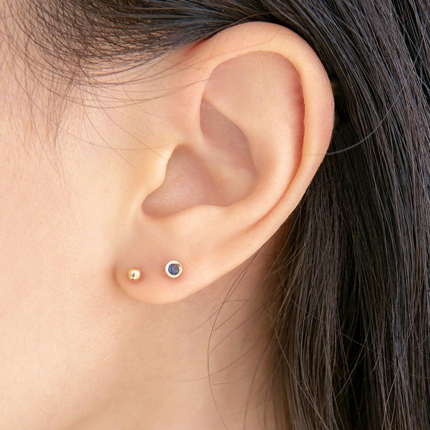 Lunne 14K Blue Cubic Piercing (14K Gold) (Bar Thickness 1Mm) #Pib02