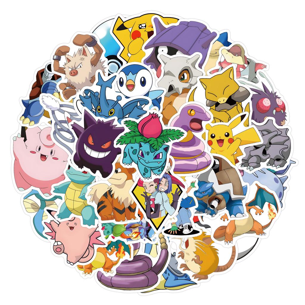 50 Pokemon Doodle Stickers Luggage Refrigerator Helmet Mobile Phone Kettle DIY Decorative Stickers