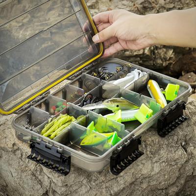 1 Pc Waterproof Multifunctional Fishing Bait Box Double Iron Plate Glitter Lead Head Hook Box for Soft Bait Storage