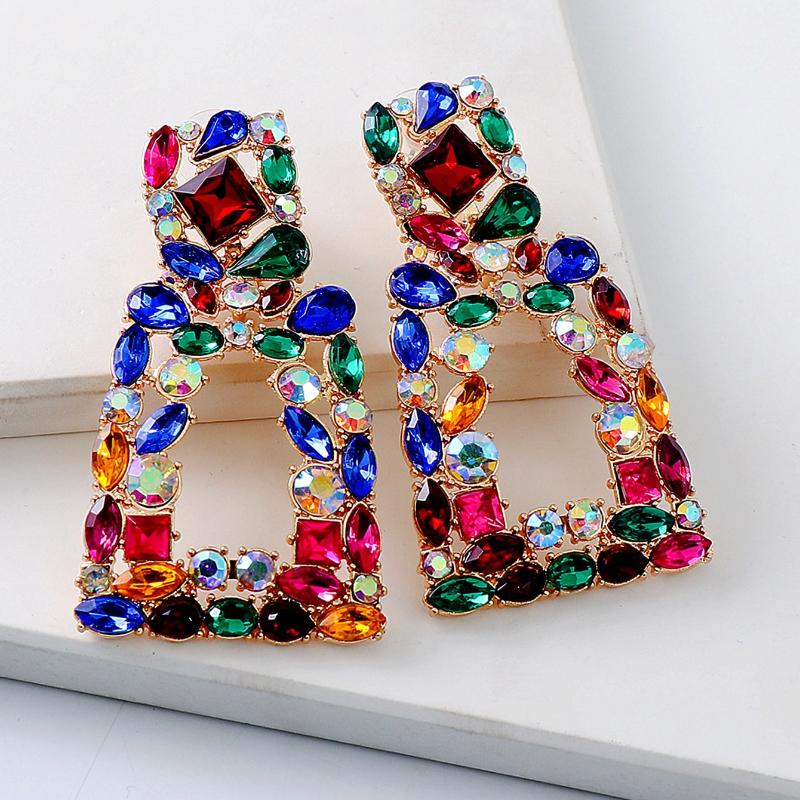 Juran Rhinestone Geometric Drop Earrings