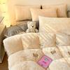Winter Thick Milk Flannel Bedding Set Cartoon Double-sided Warm Duvet Cover Sheet Bedspread