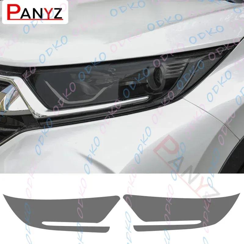 2Pcs Car Headlights Protective Film Front Light Transparent Smoked Black TPU Sticker For Honda CRV 2017-ON   Accessories