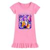M1228 Kids Girls Kpop Rumi Zoey Mira Print Short Sleeves Ruffle Dress