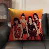 A-Aespa Korean Group Cushion Cover Natural Linen Organic Fabric Double-Sided Printing Sofa Home Decor Gift Pillow Case