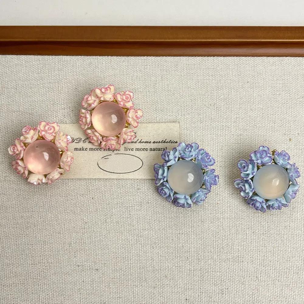 Rose Bohemian Earrings Women Ear Jewelry Sweet Flower Earrings Elegant Flower Stud Earrings  Gift