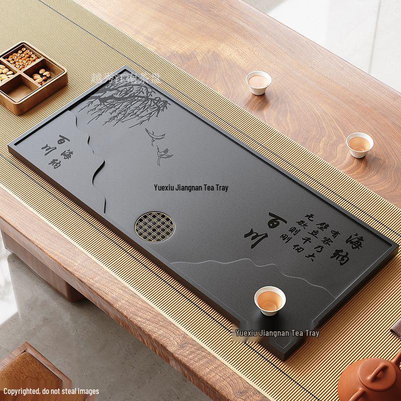 Wujin Stone Tea Tray with Embedded Drainage for Home and Office
