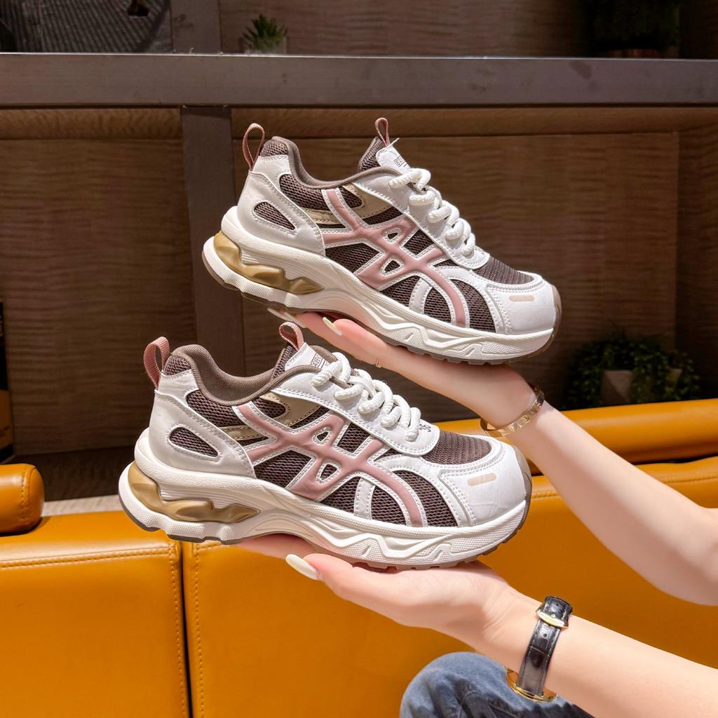Atmungsaktive Dad-Schuhe mit Farbkontrast für Damen, 2025 neu, Retro, vielseitig, höhenverstärkend und schlankmachend, lässige Sportschuhe
