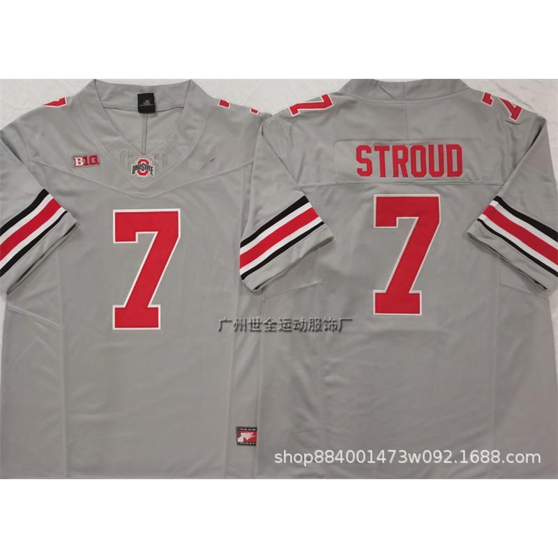 Mens Ohio State Buckeyes Rugby Jersey Training Shirt Cotton Blend Embroidered Football Uniform College Team Practice