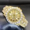 Full Iced Out Watch For Men Luxury Gold Hip Hop Diamond Quartz Mens Watches Waterproof Clock