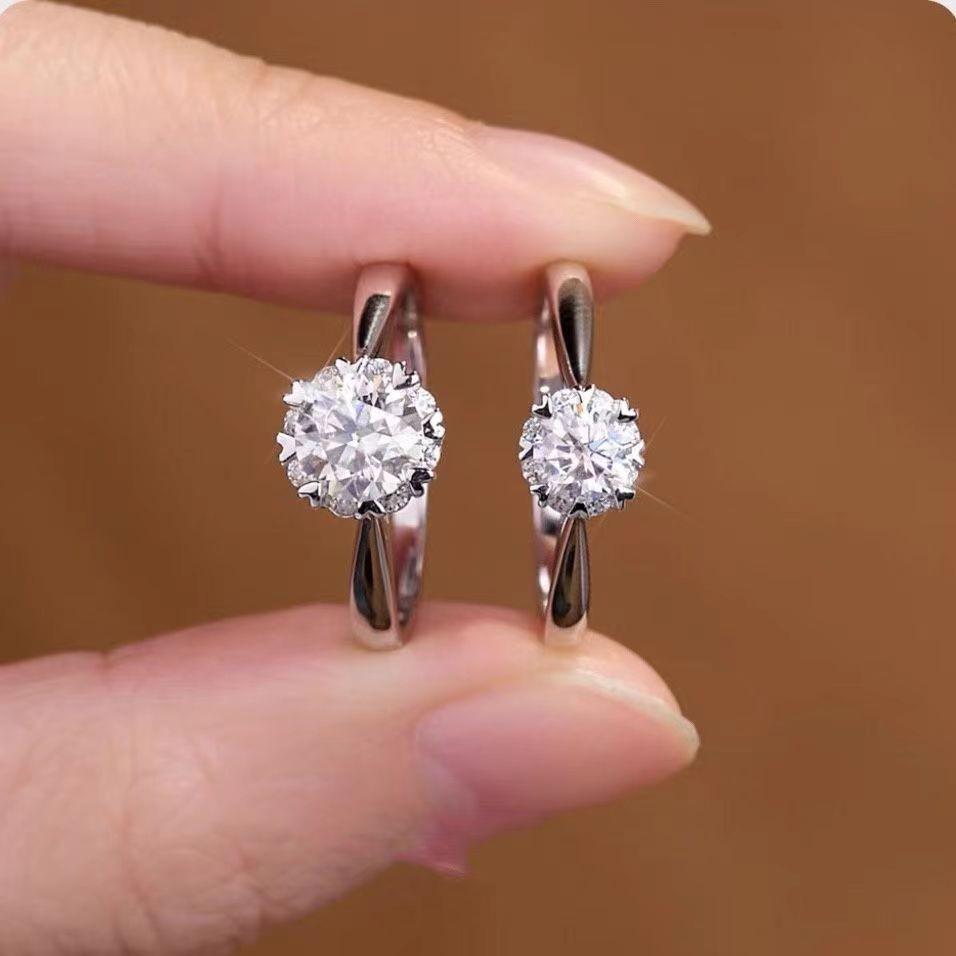 S925 Sterling Silver Moissanite Six-Prong Zircon Engagement Ring for Women – Romantic Bridal Jewelry