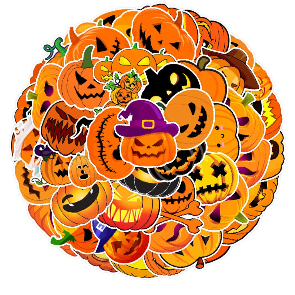50 Halloween Pumpkin Lantern Graffiti Stickers Suitcase Car Laptop Skateboard Waterproof Decorative Stickers