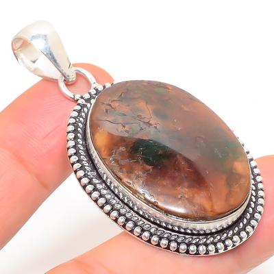 Natural Tibetan Turquoise Gemstone 925 Sterling Silver Pendant 2.17" P5H71