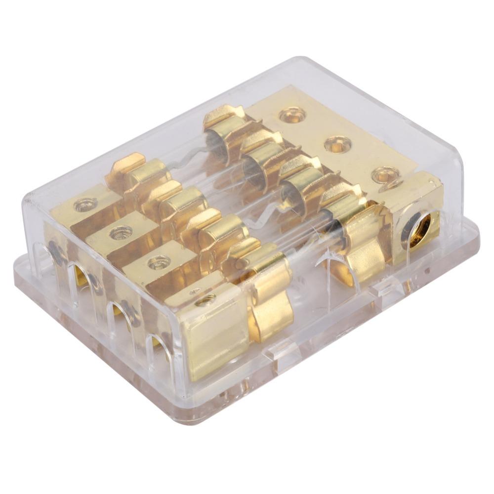 

12V Fuseing Holder Box 1 in 4 Ways Out Transparent Cover Inline Fuseing Holder 60A Circuit Fuseing Block