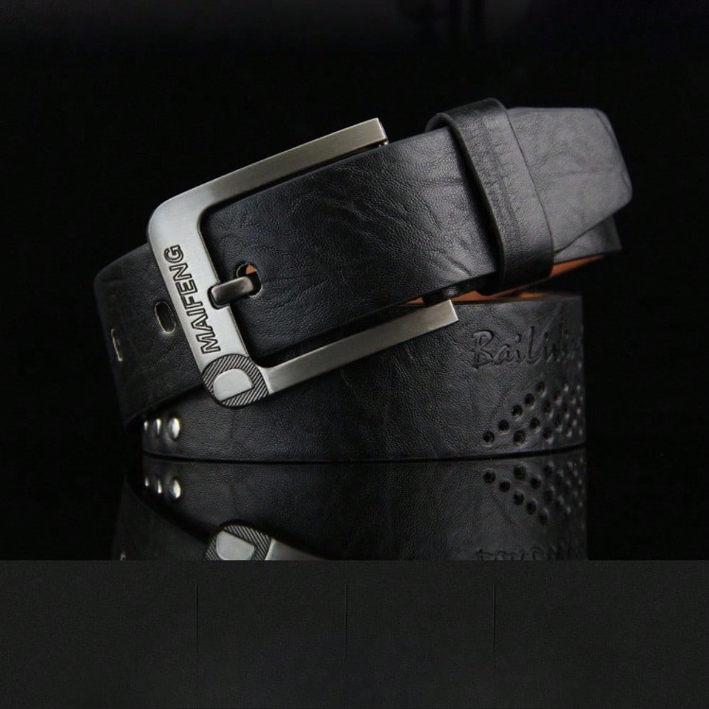 New Casual Men's Belt, Pin Buckle Belt, Retro Rivet Belt