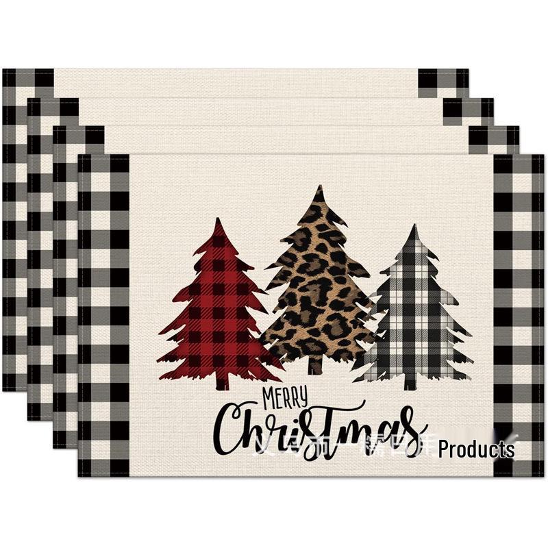 Christmas Snowman & Snowflake Plaid Insulated Placemat - Festive Table Decoration