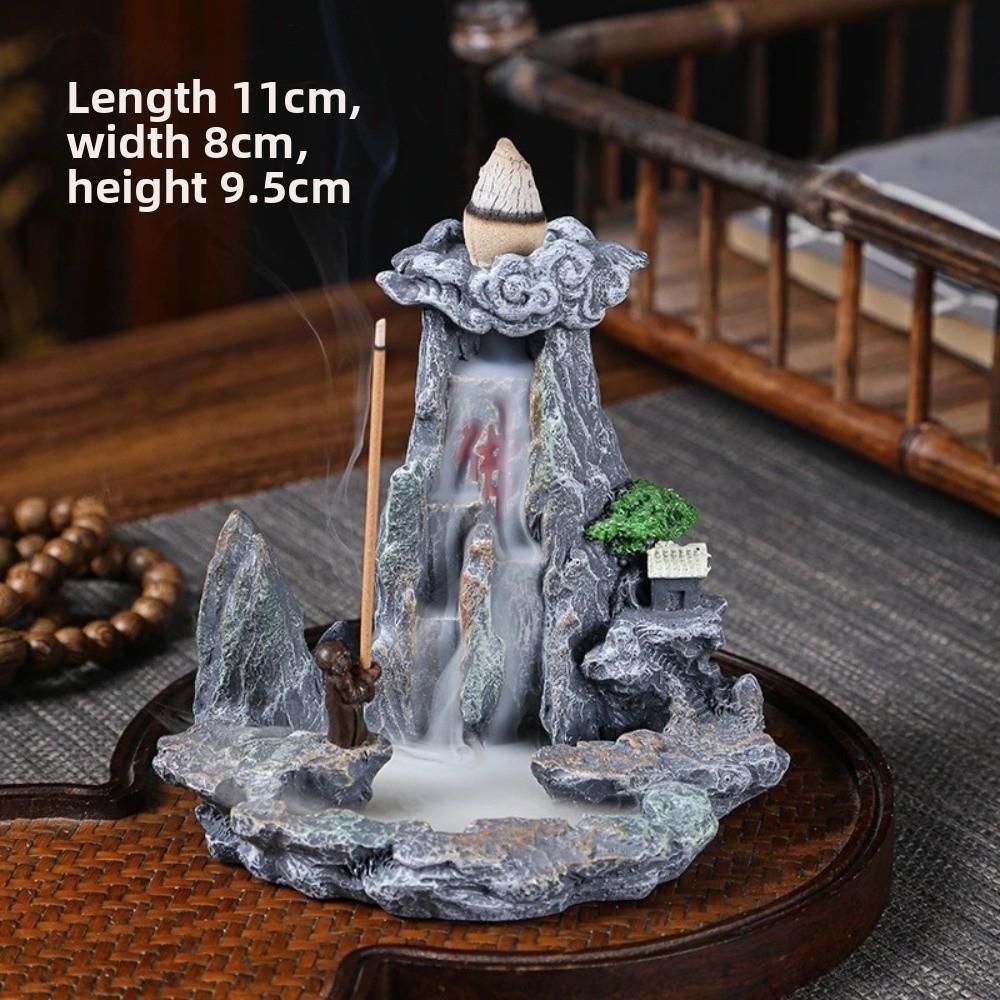 Mountain River Waterfall Incense Burner Resin Aromatherapy Ornament Home Decor Yoga