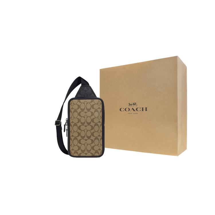 New COACH Sullivan Coated Canvas With Pebbled Leather Shoulder Bag, Crossbody Bag Trumpets Men's Khaki C9865-QBTUP