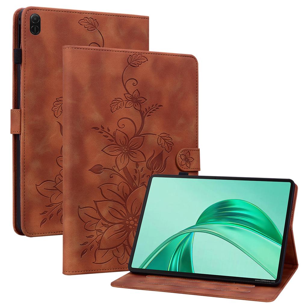Für Honor Pad X8a Hülle Lilienblumen-Prägung Kartenfächer Leder Tablet-Hülle