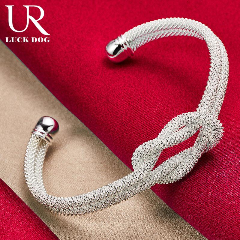 925 Sterling Silver Interwoven Mesh Bracelet Fashionable Wedding Jewelry