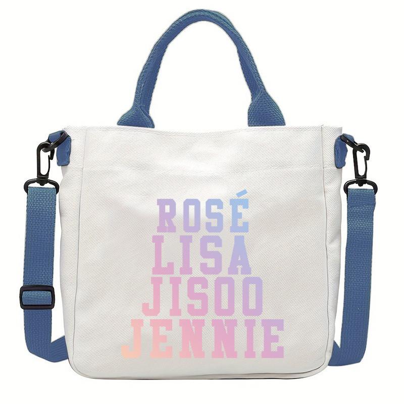 Rose Lisa Jennie Jisoo Printed Crossbody Bag Casual Canvas Shoulder Bags