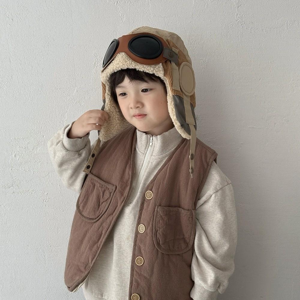 Cold Proof Ear Protection Cap Cute Cartoon Warm Hat Fashion Children Pilot Hat  Winter