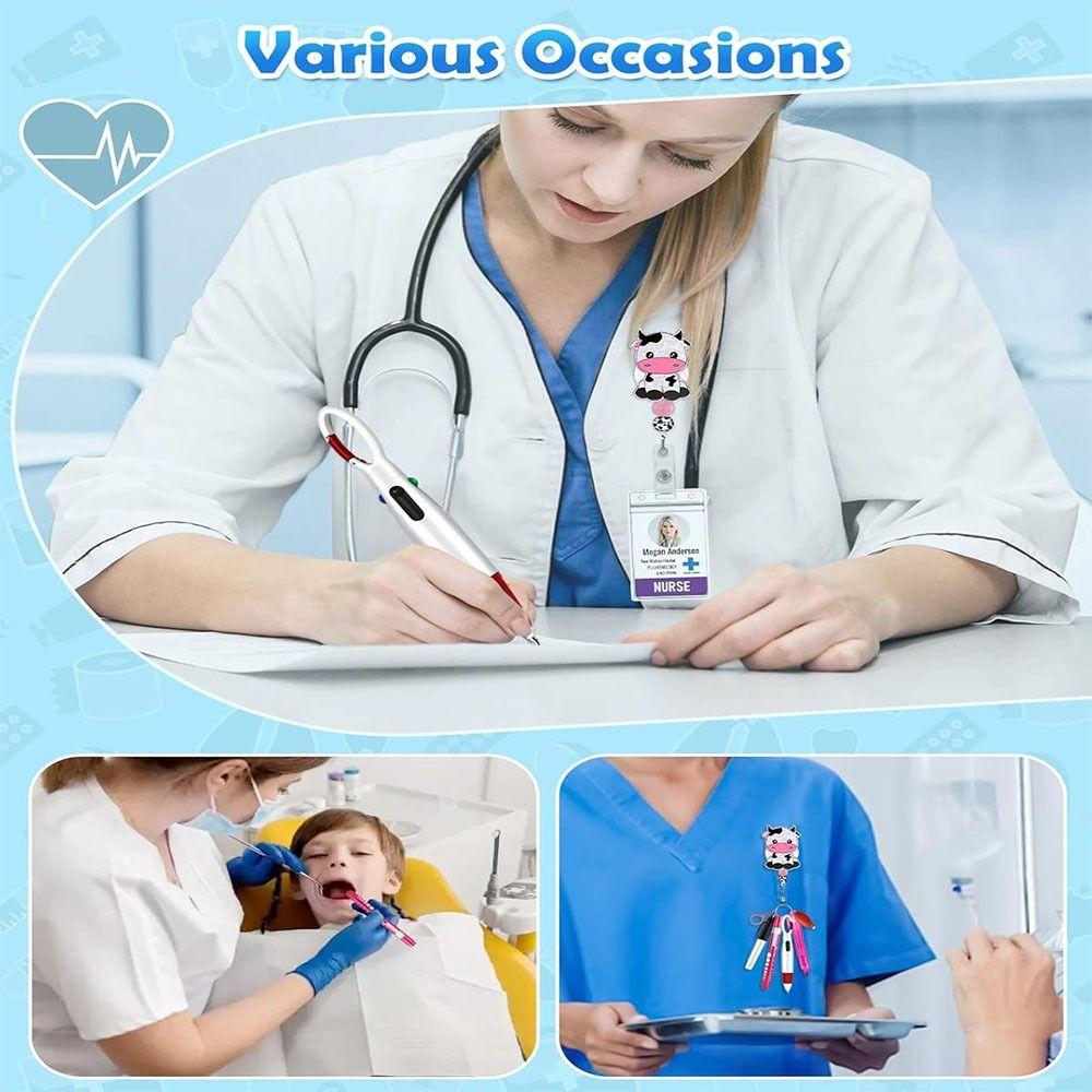 

Portable Student Badge Set Keychain Nurse Badge Clip Fashion Nurse Pen Pack 6