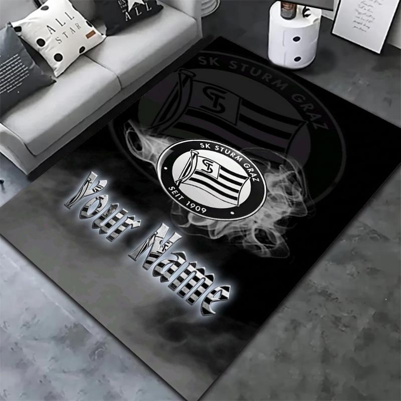Sk Sturm Graz Crest Custom Name Carpet Rug For Living Room Bedroom Home Sofa Decoration Kids Play Nonslip Floor Mat