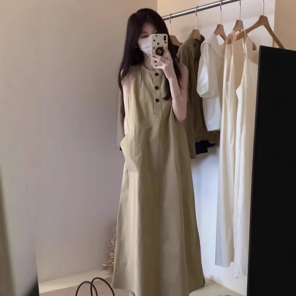 High-end sleeveless vest dress for women, new summer slimming figure-covering long dress, stunning summer skirt
