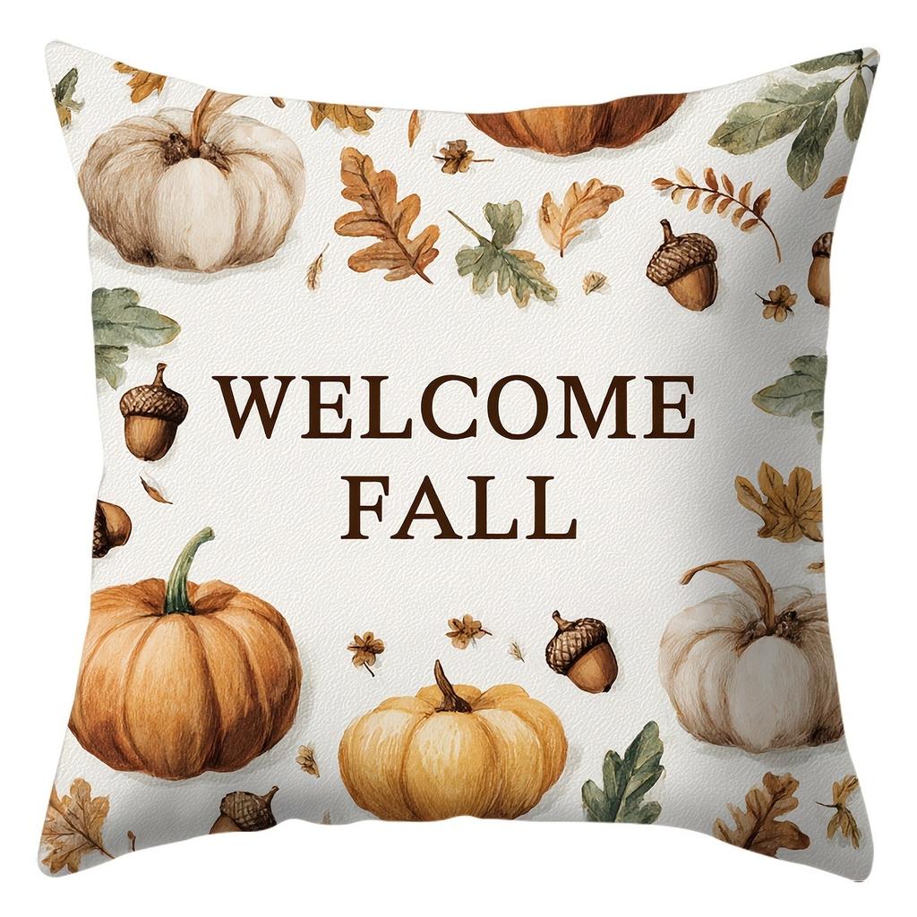 Home Decor Fall-Themed Pumpkins And Nature Cushion Covers Pattern Cushion Cover Suitable For Sofa Bedroom Car Pillow Cover