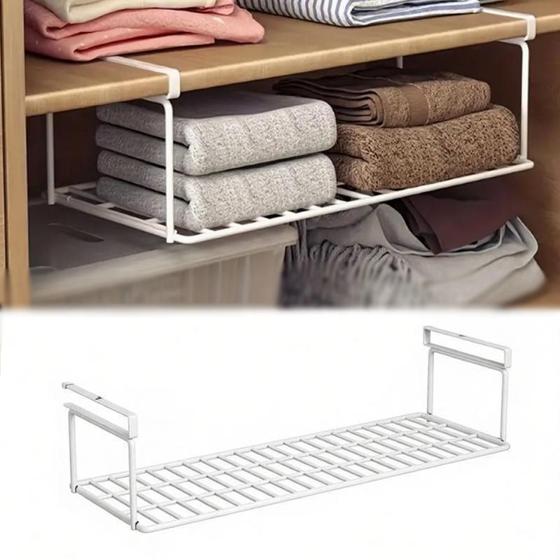 

1Pc Space Saving Adjustable Layered Shoe Rack Undercounter Shelf Holder With Hanging Basket For Home Cabinets Organized
