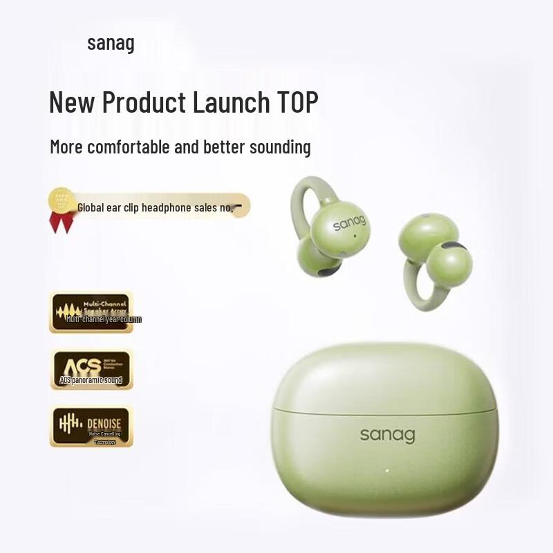 

SANAG Z60S Open-Ear AI Noise Cancelling Ear-Clip Bluetooth Headset
