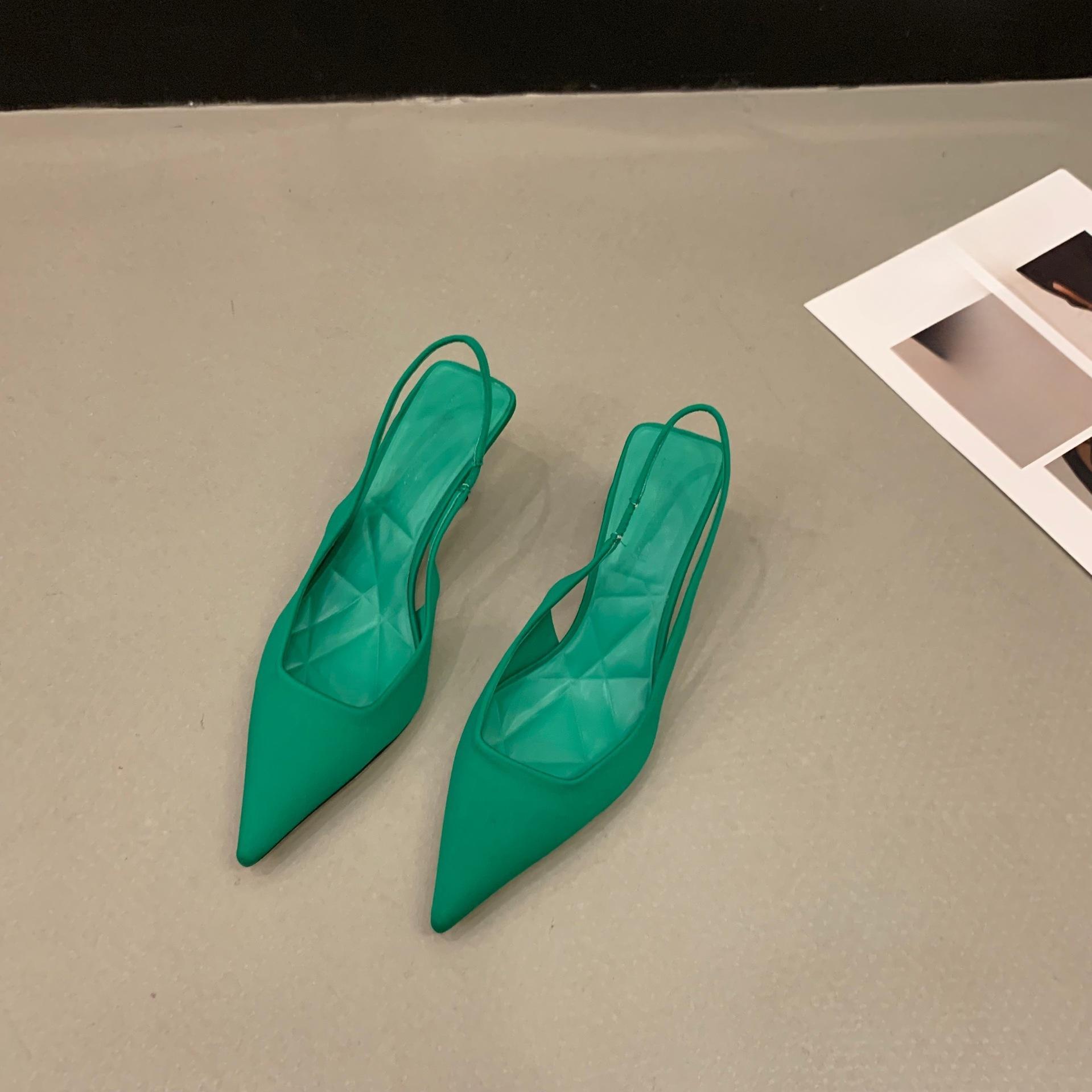 

Женская обувь, модные женские летние слипоны на высоком каблуке, однотонные женские босоножки на каблуке с острым носком для офиса и карьеры 38