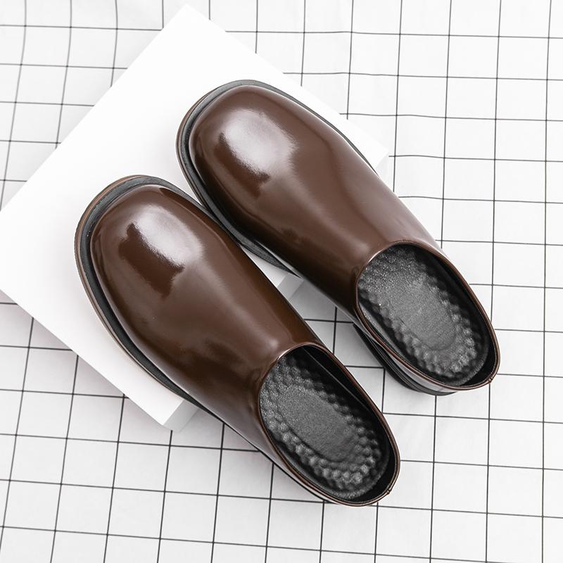 Leather Slippers for Men Slip in Style Casual Dress Shoes Lazy High-end Cleanfit Mules Summer Breathable Outdoor Commuting
