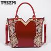 WTEMPO Frauen Mode Handtaschen Stickerei Pu Leder Schulter Tasche Dame Elegante Party Taschen