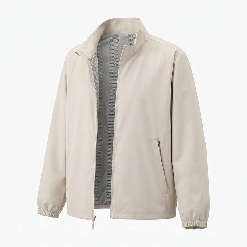 Men Stand Collar Full Zip Jacket Lightweight Casual Outdoor Windbreaker