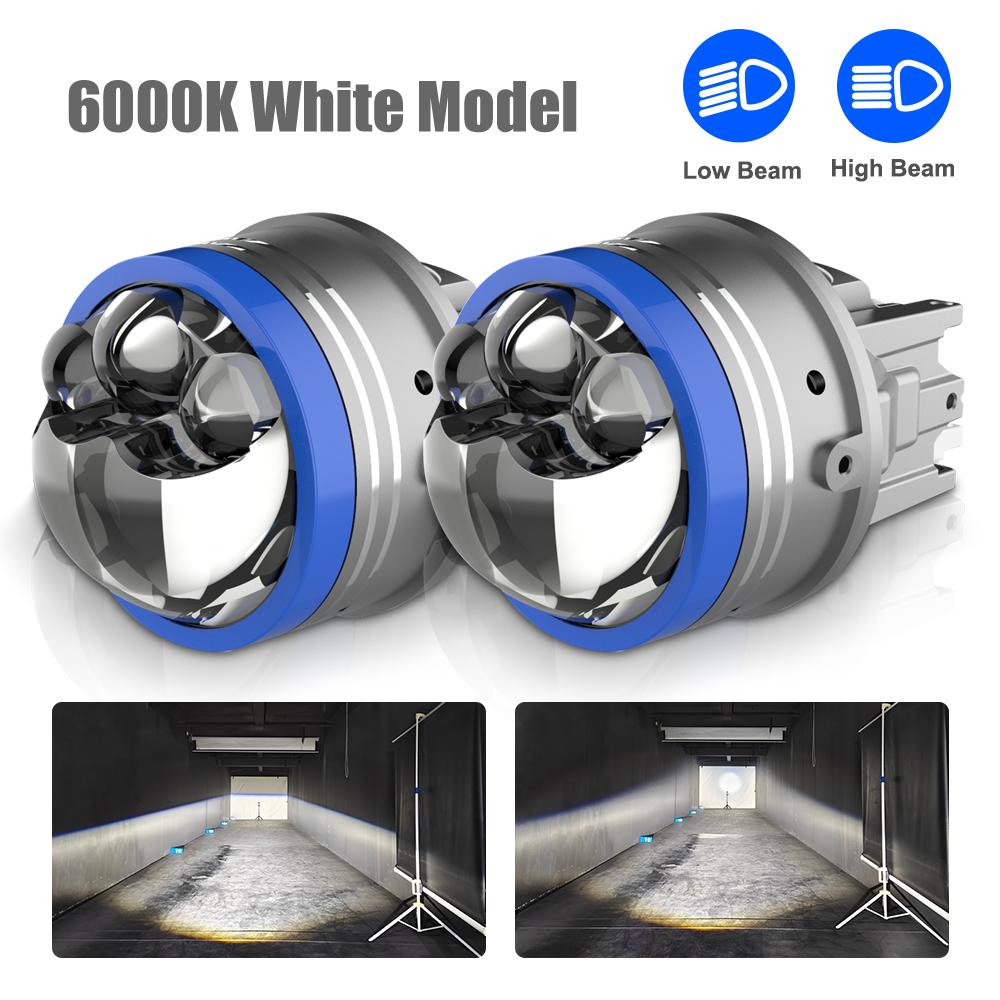 MAXGTRS 3 inch Bi-led Fog Lights Triple Lens Projector 3-color Spotlight 150W 30000LM Universal Fog Lamp Universal Support белый