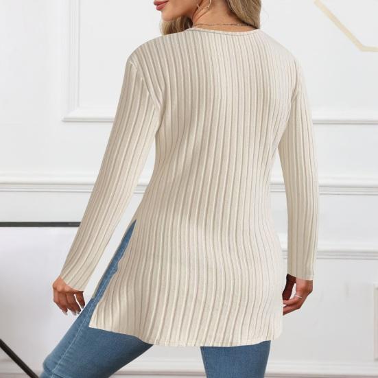 Women Tops V-Neck Long Sleeve Slim Fit Knitting Tops Solid Color Slim Fit Autumn Winter Blouse Versatile Daily Wear