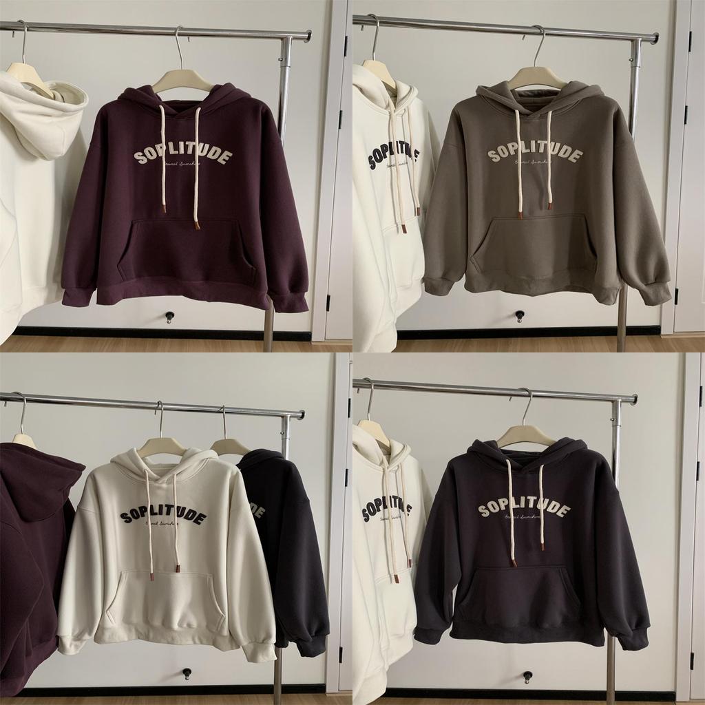 Vintage Hoodie mit Buchstabenaufdruck für Damen mit gespleißtem Design Weich Leicht für Frühling Herbst