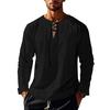 Herren-T-Shirt aus Baumwolle mit V-Ausschnitt, langärmelig, lockere Passform, einfarbig, lässiges Sommeroberteil für den Alltag, Straßenparty, Strand