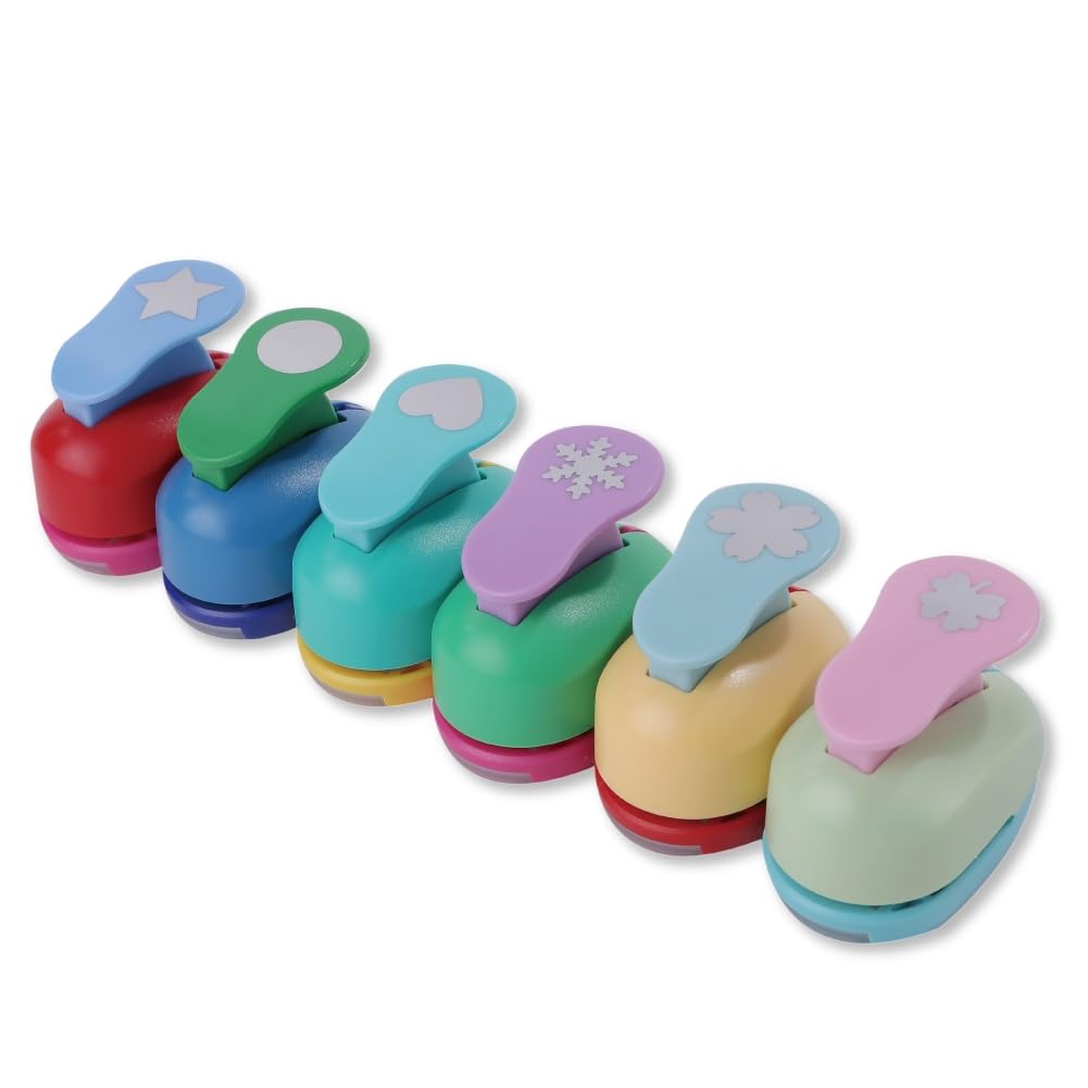 Auple Craft Punch Set of 6 for School, Kindergarten, Daycare, and Kids, Handmade DIY Supplies, Crafts, and Hole Punching