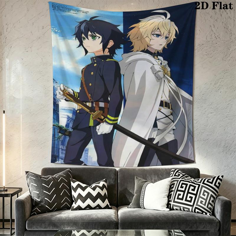 Seraph of the End Wall Tapestry Aesthetic Wall Hanging Printed Fabric Blanket Decorative Tapestries for Bedroom Living Room Home Decor