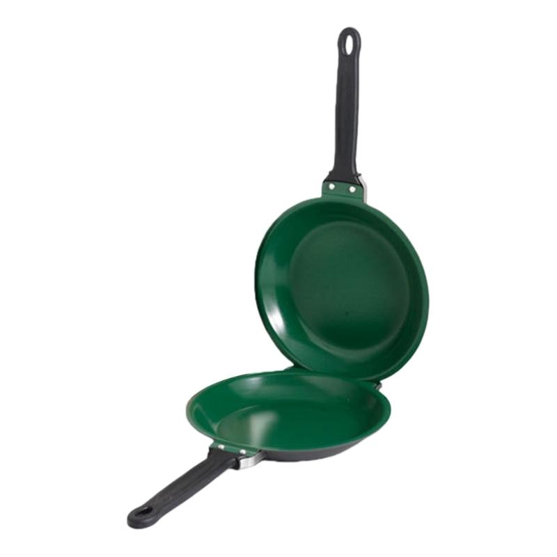 

Folding Skillets 19cm Double-Sided Frying Pan Easy Cleaning Breakfast Solution Ergonomic Handle Kitchen Cookware зелений