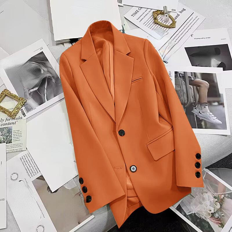 

Женский однотонный повседневный пиджак с карманами, корейский модный кардиган с длинными рукавами, разноцветные пиджаки, куртки S