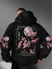 Kinder Hip Hop Sport Hoodie met Kersenbloesem Thema, oosterse bloemenmaan kunstgrafiek, comfortabele losse pasvorm voor een casual sportuitje.
