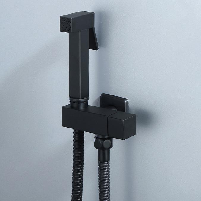 

Bidet faucet Set Bathroom Square Solid Brass Single Cold Wall Mounted Toilet High Pressure Gun Matte Black Gold Black Sigle Cold