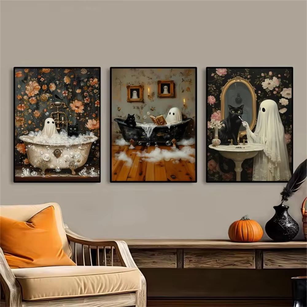 DIY 5D Diamond Painting Mosaic Cute Ghost and Black Cat Full Drill Embroidery Butterfly Art Kit Portrait Handicrafts Cross Stitch Decor Gift