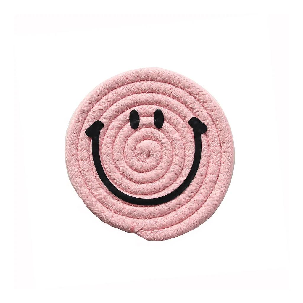 Smile Face Cup Coaster Coffee Drinks Table Mat Protective Placemat Cup Holder Heat Insulation Pad Kitchen Accessories Home Decor