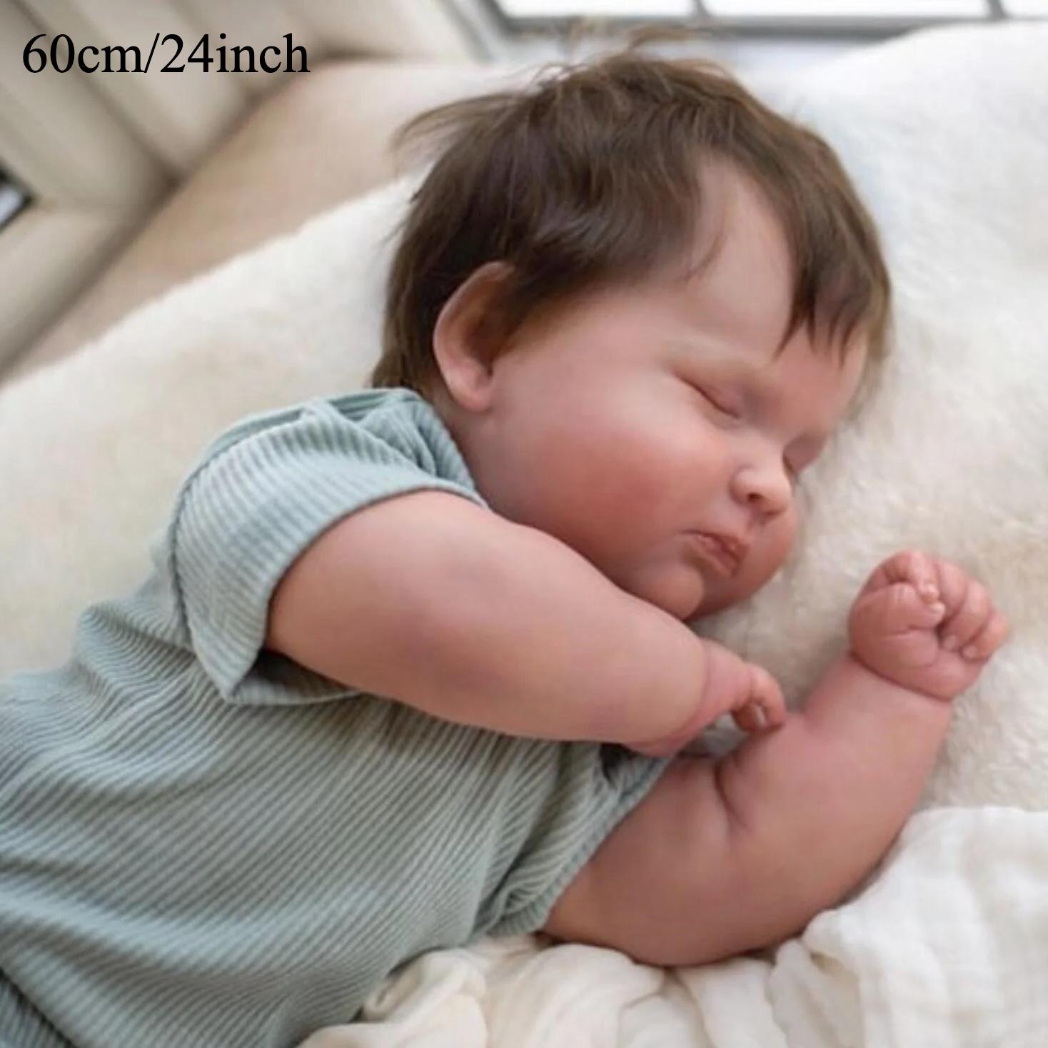 

BZDOLL 60 см 24 дюйма Кукла Реборн с 3D-раскрашенной кожей, Реалистичные Ручной работы Мягкие Виниловые Конечности Тканевое Тело Мальчик Кукла Малыш Художественная Игрушка Подарок на День Рождения cloth body doll