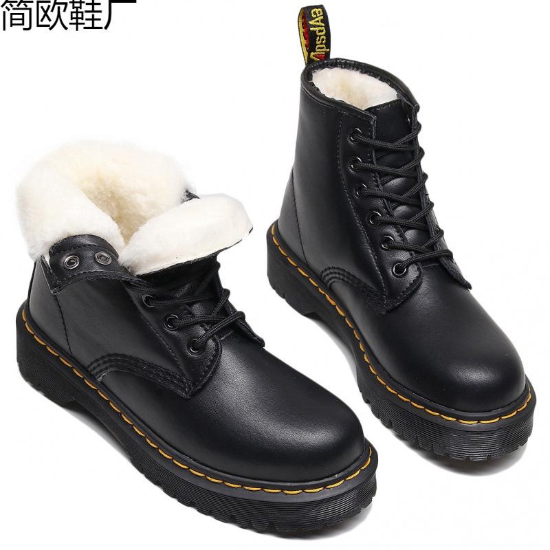 Real wool Martin boots high-top locomotive boots women s soft leather couple short boots men s and women s leather boots round 46 11790₽